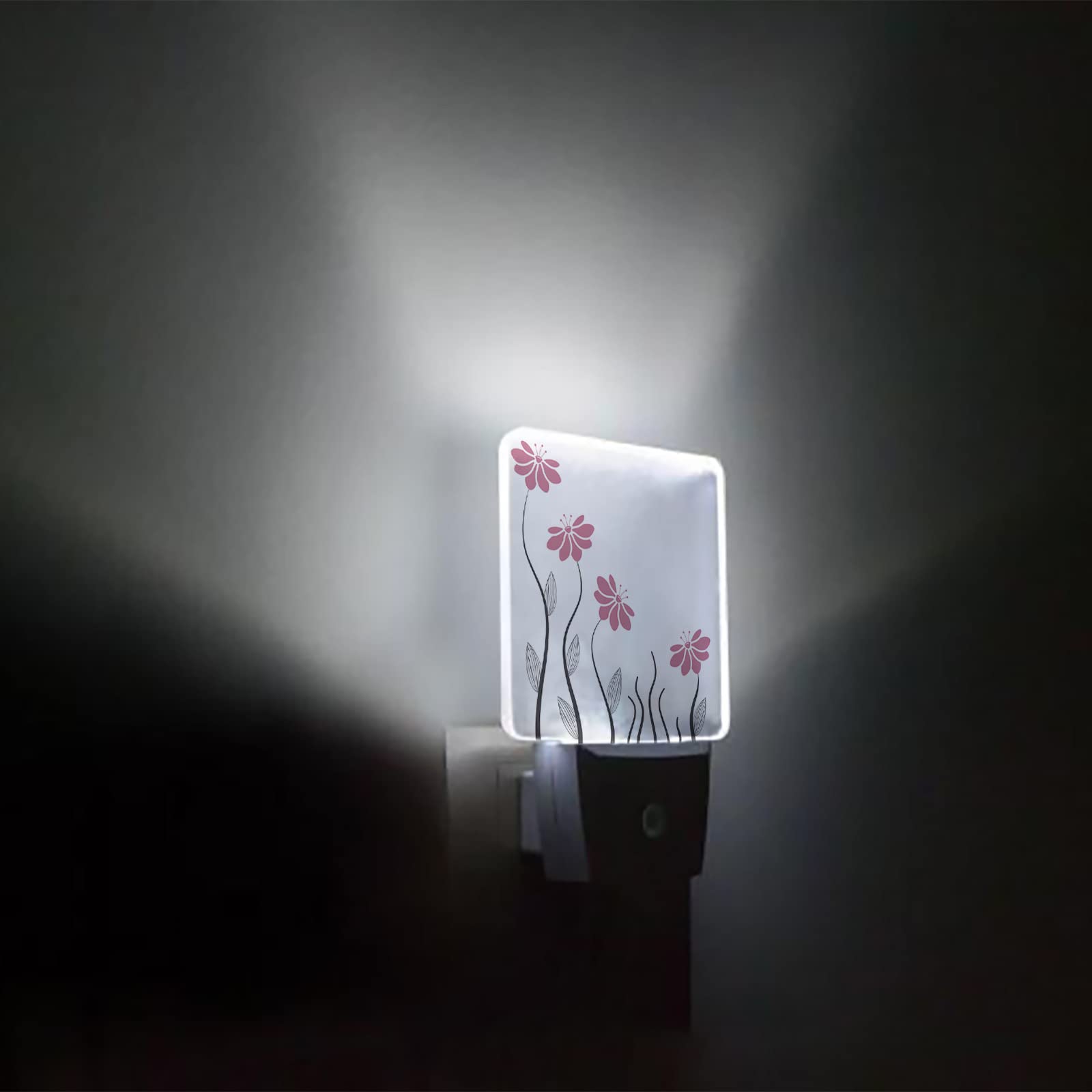 LED Night Light for Kids - Plug-in Wall Nightlight with Dusk-to-Dawn Sensor, Pink Floral Design - Perfect for Nursery, Bedroom, Bathroom, Hallway & Stairs - Safe & Soothing Baby Night Light for Home Decor