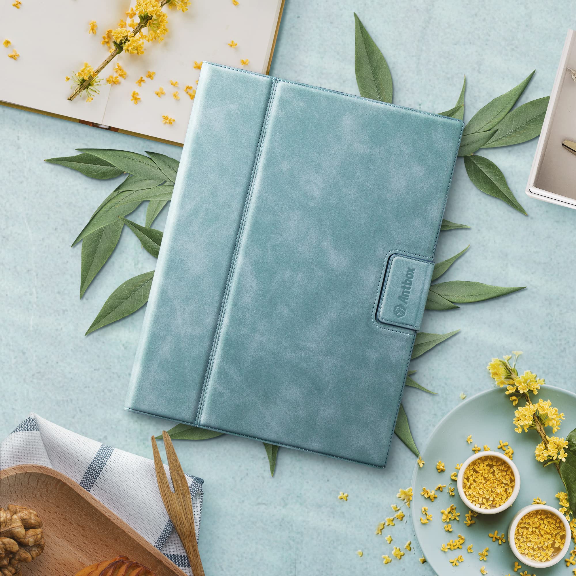 Premium PU Leather iPad Pro 11 Inch Case (2022/2021/2020/2018 Models) with Apple Pencil Holder & Auto Sleep/Wake - Light Blue Protective Cover for Work, School & Travel