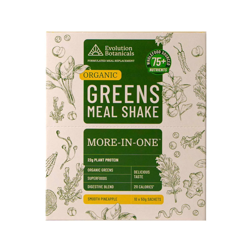 Organic Greens Meal Shake Smooth Pineapple Flavor - 10 Pack (50g Each) | Vegan Superfood Powder for Smoothies & Weight Loss | Perfect for Breakfast, Post-Workout & On-the-Go Nutrition