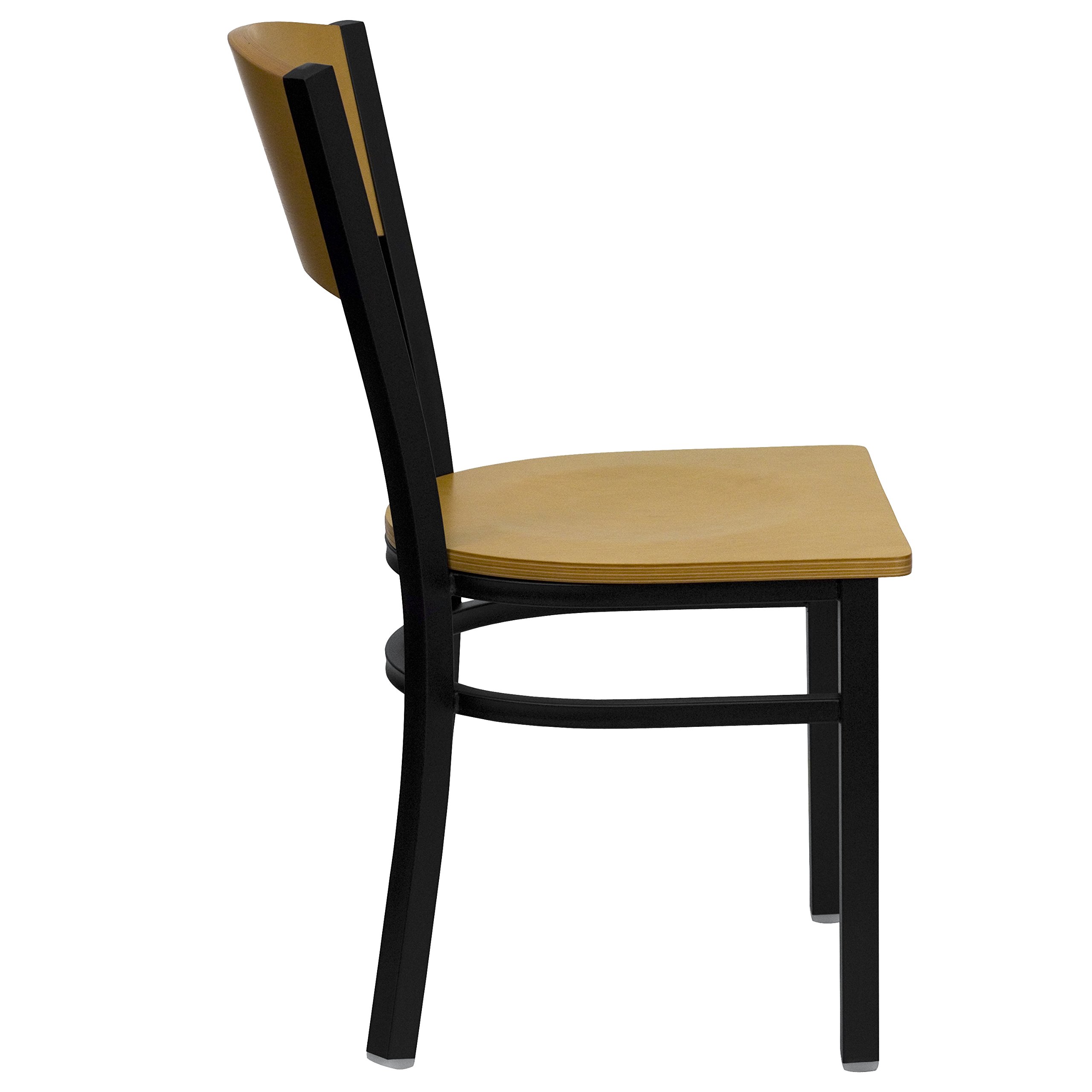 Flash Furniture HERCULES Series Black Metal Restaurant Chair with Natural Wood Back & Seat - Durable Dining Chairs for Restaurants, Cafes, and Home Kitchens