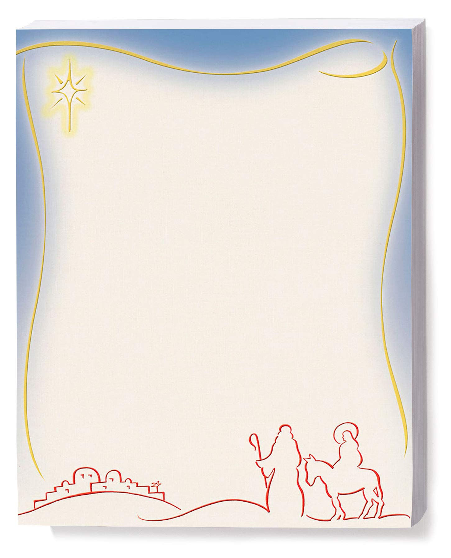 Premium Christmas Stationery Set - Elegant Journey to Bethlehem Holiday Theme Letterhead Paper, 8.5 x 11 Border Design, 25 Sheets for Winter Correspondence & Festive Greetings - Perfect for Holiday Cards, Gift Tags & Seasonal Office Decor