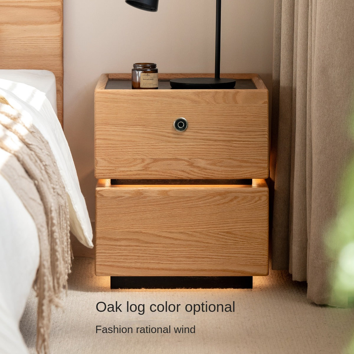 Premium Black Walnut Solid Wood Nightstand with Drawer - Modern Bedside Table for Bedroom, Living Room & Office - Durable Multi-Functional Storage Furniture