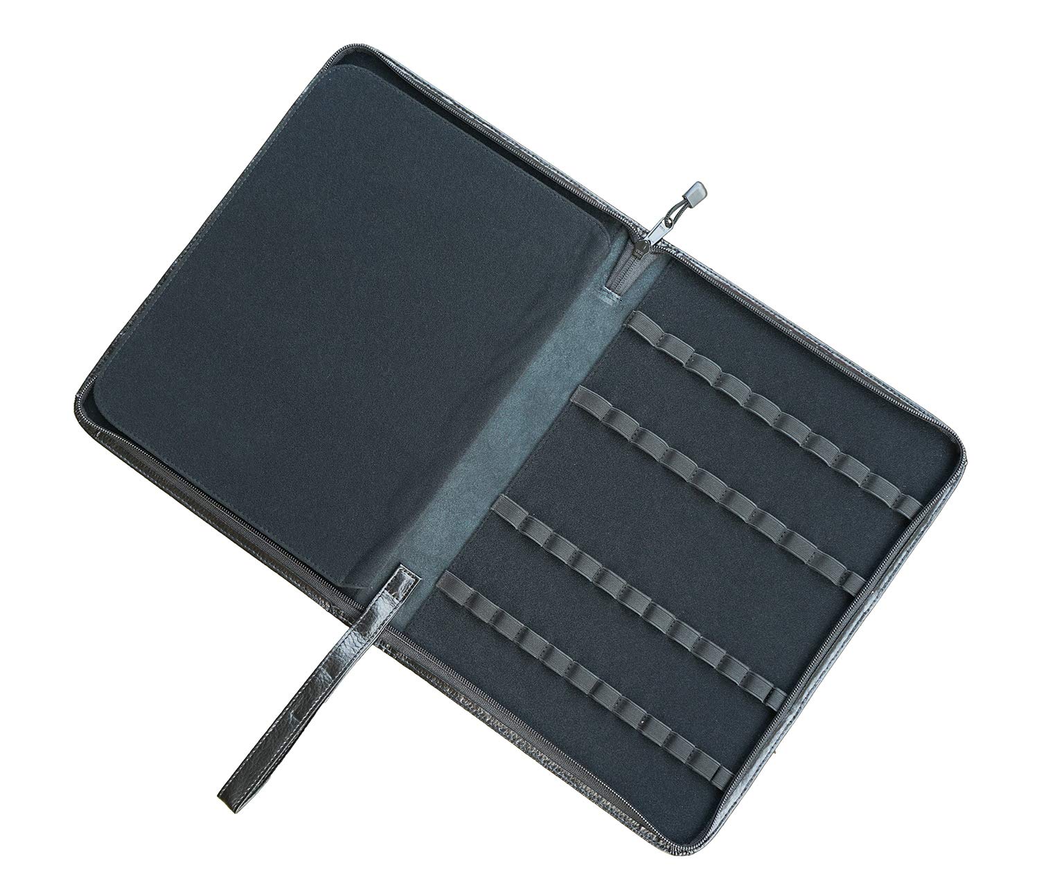 Premium Genuine Cowhide Leather Pen Case Holder - Large Capacity Pouch for 46 Fountain Pens & Rollerball Pens - Perfect Office & Business Gift (Black) - Ideal for Professionals, Writers & Pen Collectors