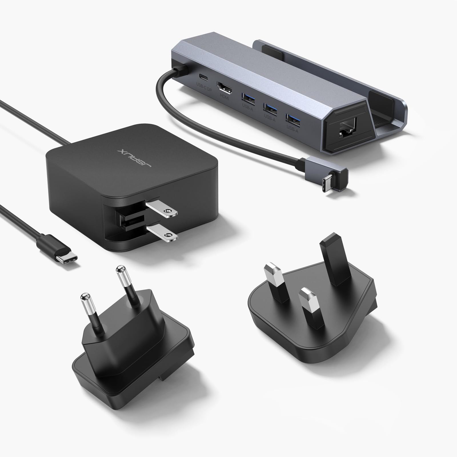 JSAUX 6-in-1 Docking Station with 45W Charger for Steam Deck - HDMI 2.0 4K@60Hz, Gigabit Ethernet, 3 USB-A 3.0 Ports & USB-C Charging - Perfect for Gaming Setup, Home Entertainment & Office Workstation