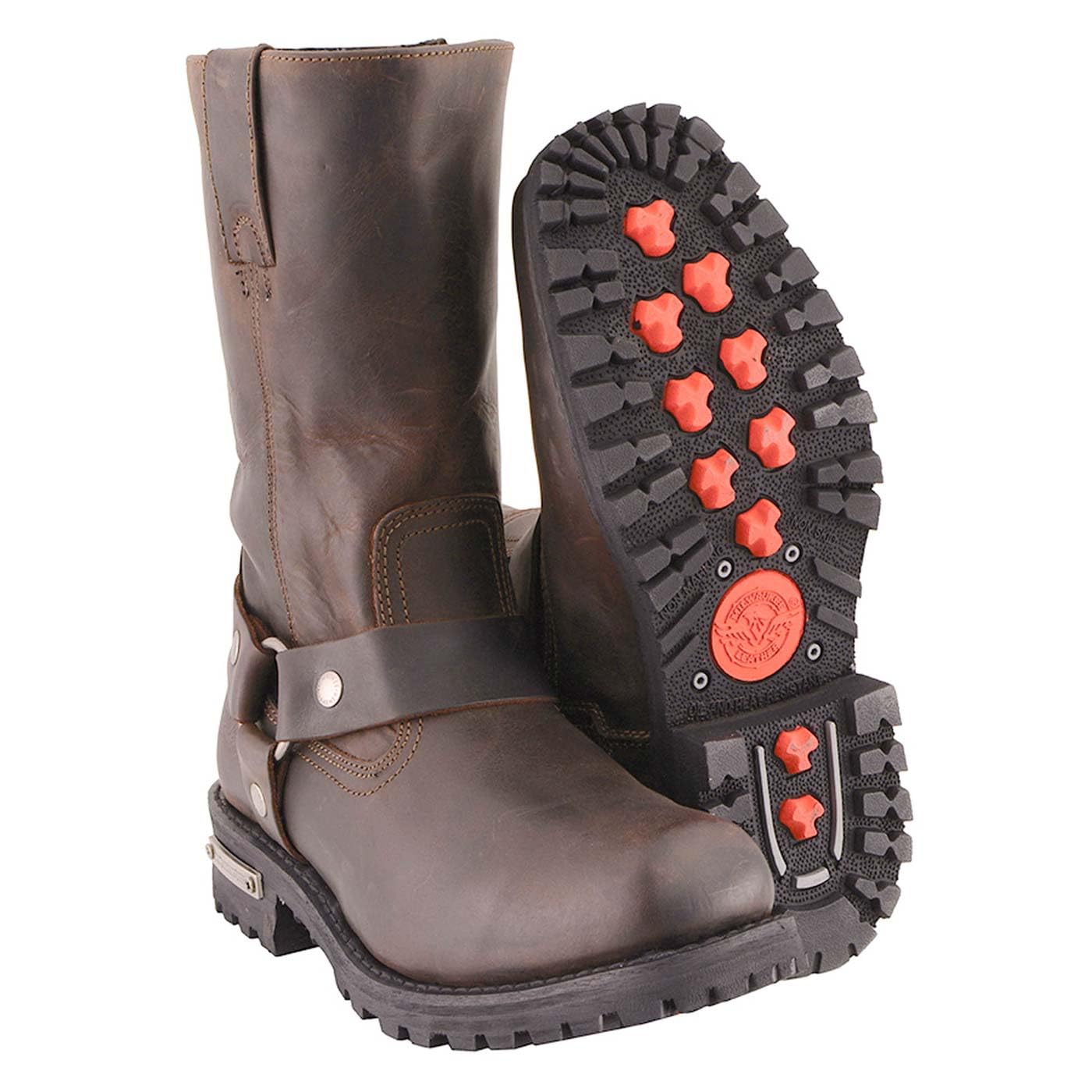 Milwaukee Leather Men's Classic 11-Inch Dark Brown Leather Harness Square Toe Motorcycle Boots - MBM9062-9.5 - Durable Riding Boots for Cruiser & Harley Bikers, Perfect for Long Rides & Motorcycle Events