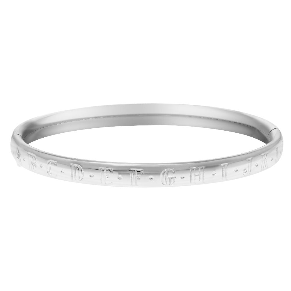 Sterling Silver ABC Bangle Bracelet for Kids - Personalized Alphabet Jewelry Gift for Girls & Boys - Perfect for Birthdays, Christenings & Everyday Wear