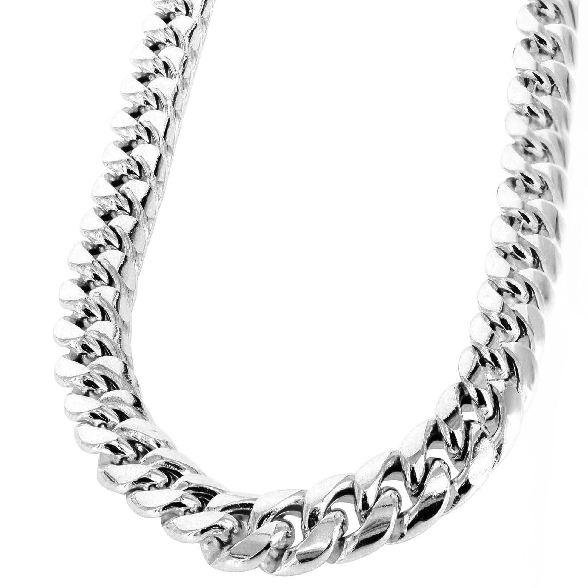 10K White Gold Miami Cuban Link Chain Necklace - 4mm Thick, 18-30 Inches, Durable & Hypoallergenic - Perfect for Men's & Women's Fashion, Gifts, and Everyday Wear