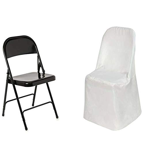 100-Pack Ivory Polyester Folding Chair Covers - Elegant Wedding Reception Chair Linens - Party Supplies & Decorations for Banquets, Events, and Special Occasions