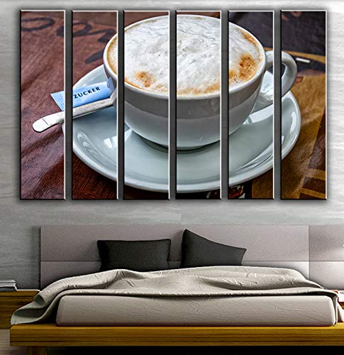 X-Large 6-Piece Coffee Theme Wall Art Set - Cappuccino Painting Canvas Prints for Home & Cafe Decor (44x67 inches) - Perfect for Living Rooms, Restaurants and Coffee Shops