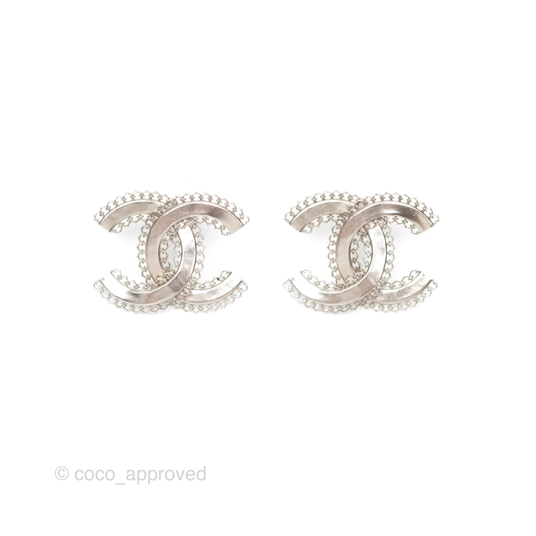 Chanel CC Logo Earrings for Women - Silver Tone Fashion Jewelry - Perfect for Parties, Weddings & Special Occasions