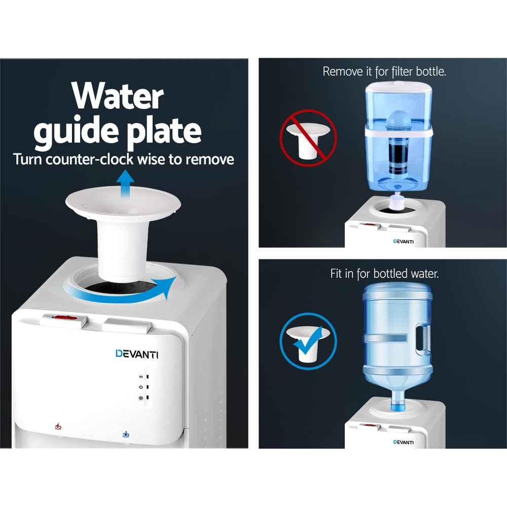 Devanti 22L White Water Cooler Dispenser Stand with Bottle Holder - Perfect for Home, Office, or Gym Hydration Station