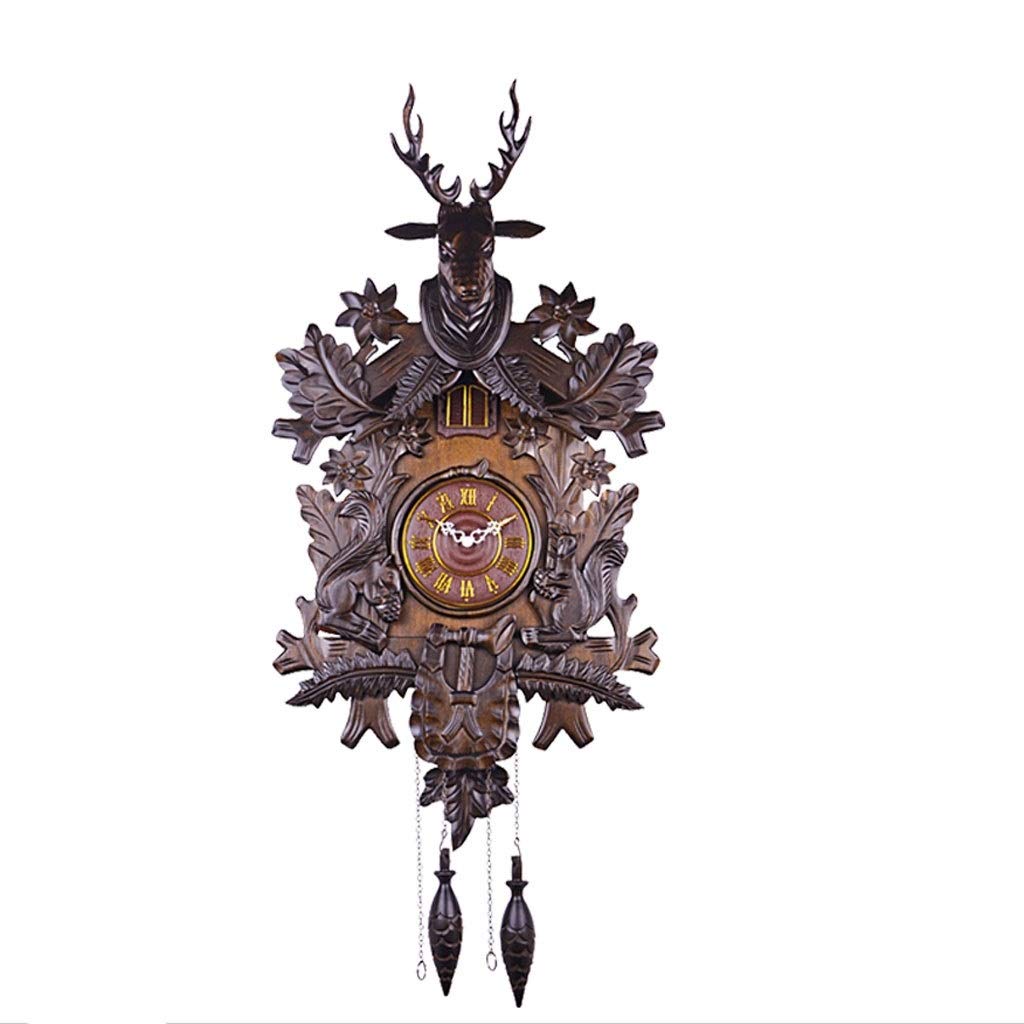 Vintage Cuckoo Wall Clock with Deer Head Design - Quartz Battery Operated Silent Wall Clock for Living Room, Bedroom, Office Decor - Perfect Rustic Home Decor for Cabin, Lodge & Forest Themed Spaces