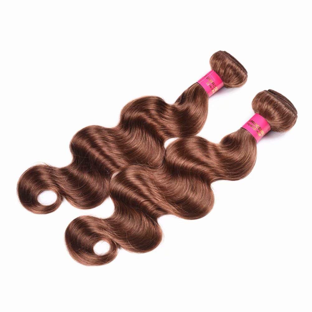 Brazilian Body Wave Human Hair Bundles - 3 Bundles (16 18 20 Inch) 100% Virgin Mink Brazilian Hair Weave Extensions - Natural Wavy Colored 30 Brown - Perfect for Salon Styling, Everyday Wear & Special Occasions