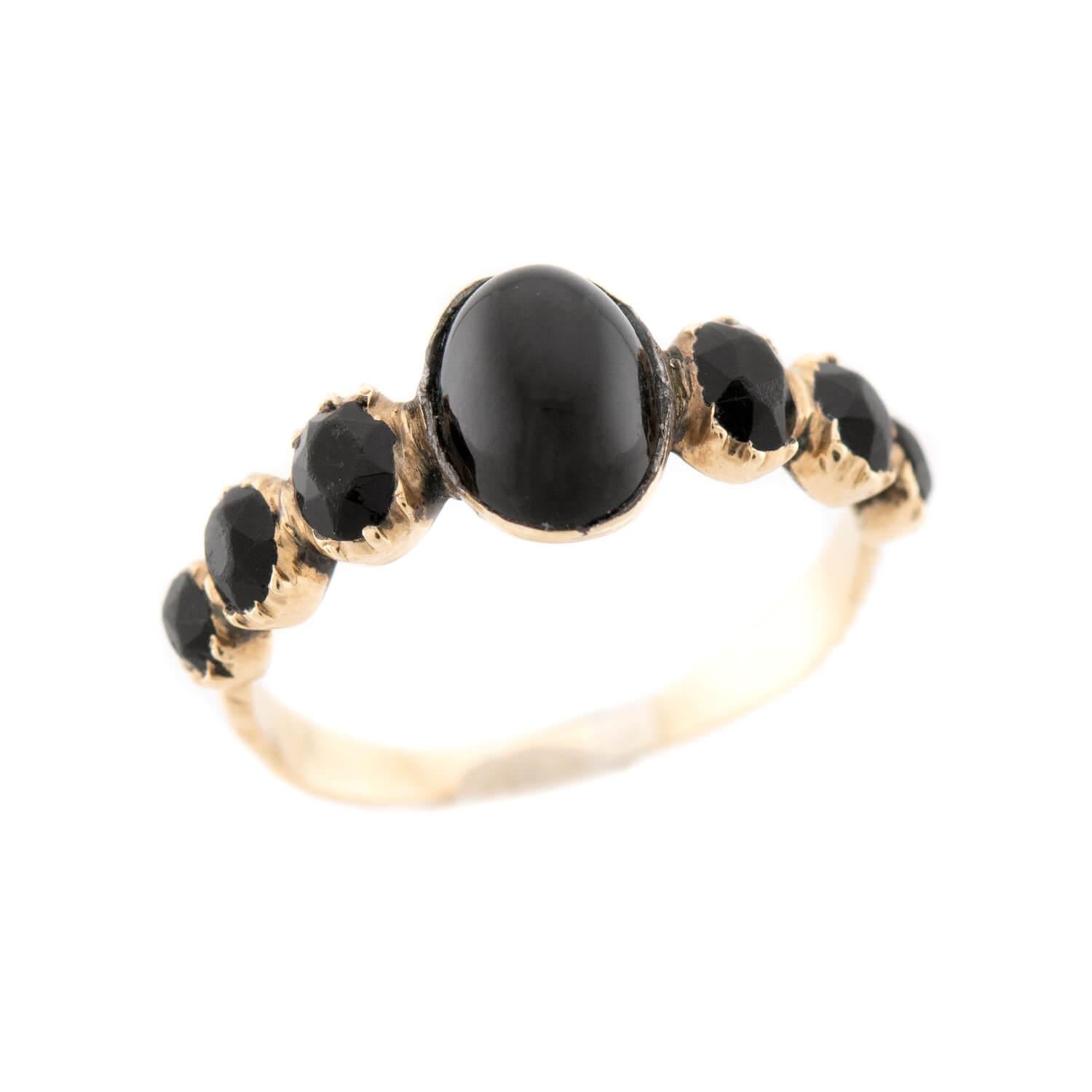 Victorian Style 14k Gold Iolite 7 Stone Ring for Women - Elegant Vintage Jewelry for Weddings, Anniversaries & Special Occasions