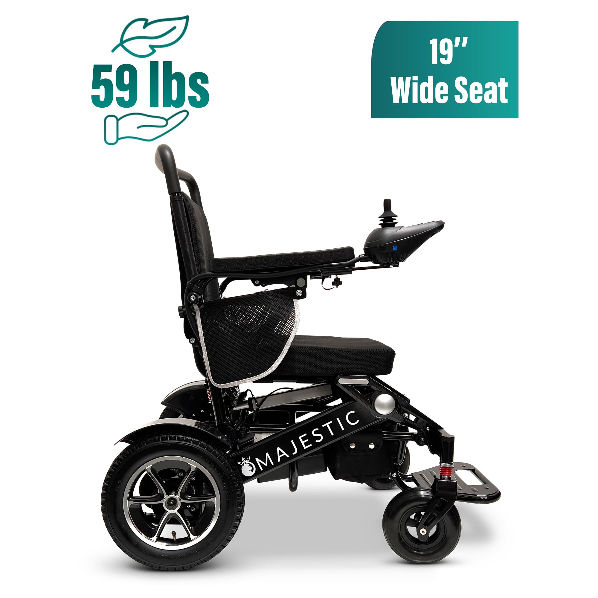 MALISA Electric Wheelchair for Adults - Automatic Folding Power Wheelchair, Lightweight Portable Motorized Wheelchair with All-Terrain Capability (Black Frame) - Ideal for Indoor/Outdoor Use, Travel & Daily Mobility Assistance