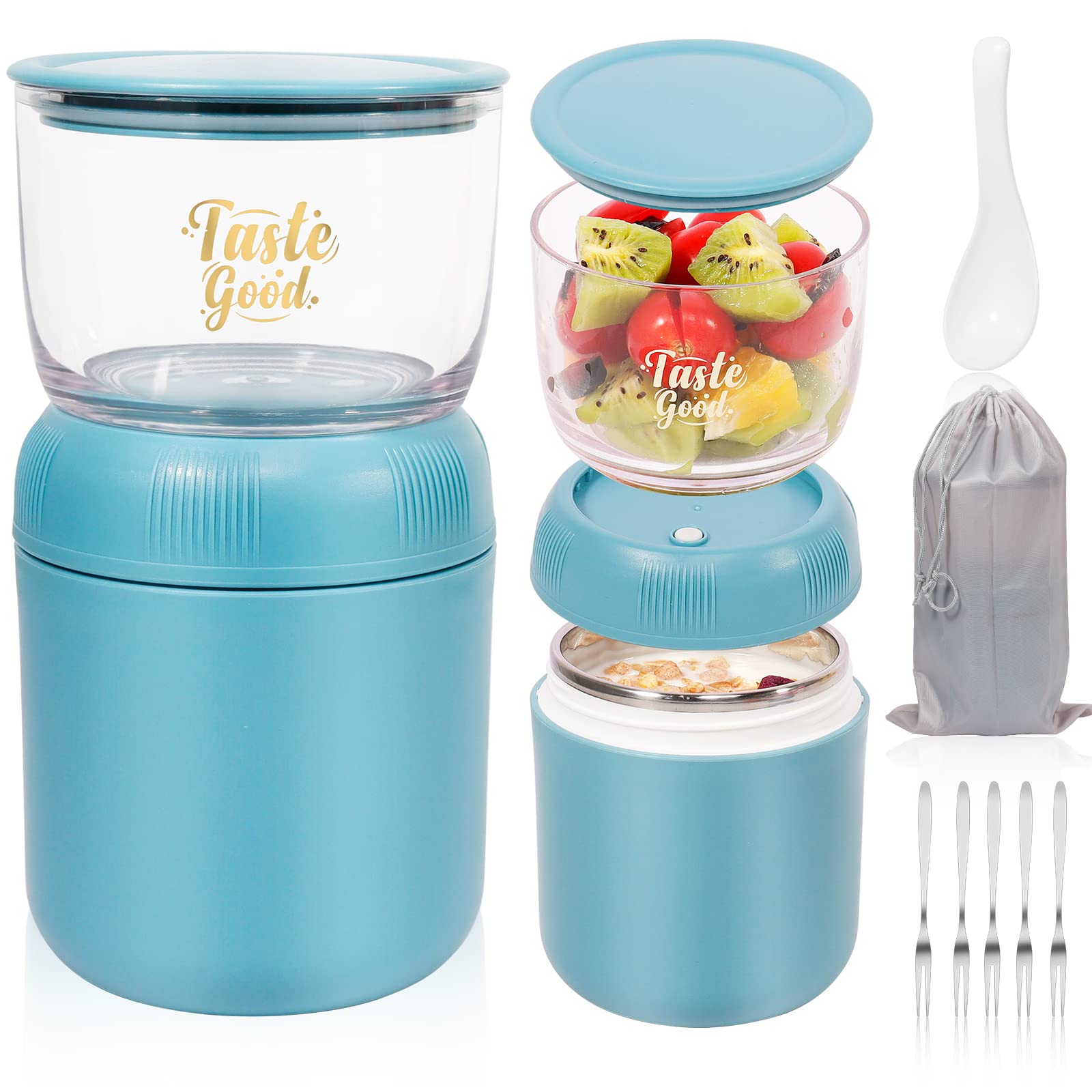 **Stainless Steel Vacuum Insulated Food Jar with Spoon & Fork – Leak-Proof Hot & Cold Soup Thermos for Adults & Kids – Perfect for Breakfast, Lunch, Bento, Cereal, On-the-Go Meals**    *(Use Cases: Ideal for office lunches, school meals, picnics, camping, travel, and keeping food fresh all day!)*