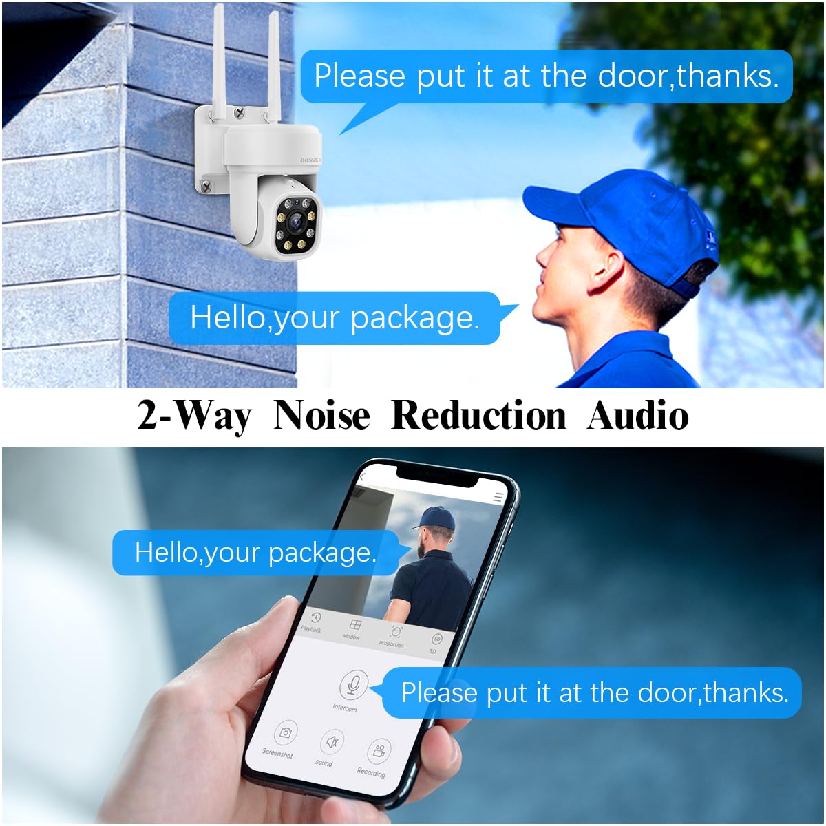 OOSSXX 5MP WiFi PTZ Outdoor Security Camera System with Auto-Tracking & 2-Way Audio, 10 Channel NVR Surveillance DVR Set - Wireless Pan-Tilt-Zoom Cameras for Home & Business Security Monitoring