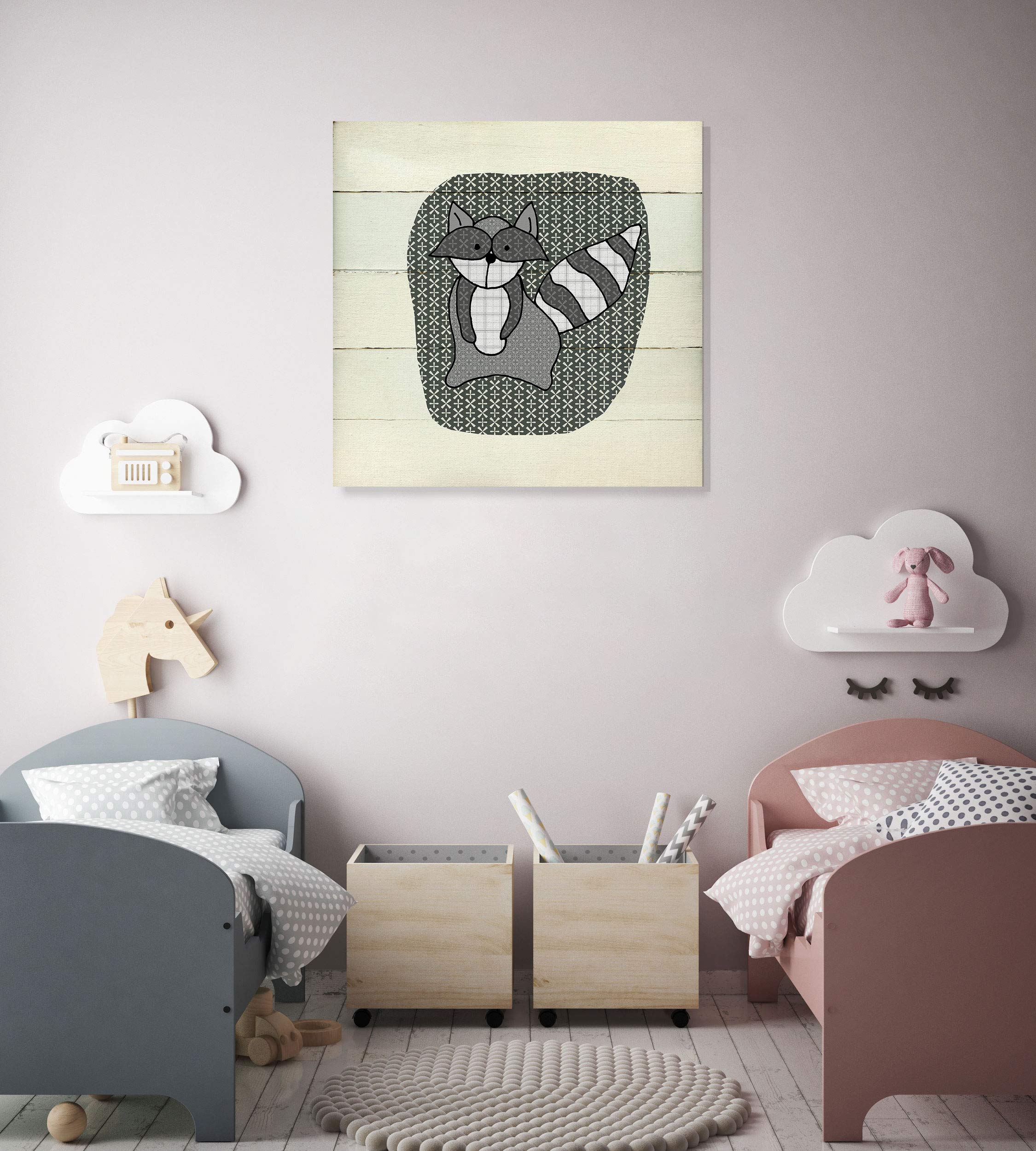 Woodland Creatures Raccoon Wall Art - 24x24 Inch Nursery Decor, Kids Room & Playroom Animal Themed Painting - Perfect for Baby Shower Gifts & Children's Bedroom Decoration