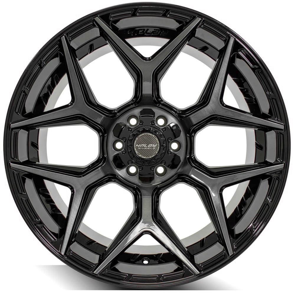 4Play Gen3 4P06 22x12.0 Gloss Black Wheels with Brushed Face & Tinted Clear - 44 Offset, 6x139.7/6x135mm Bolt Pattern, 106.1mm Hub - Perfect for Off-Road Trucks, SUVs, and Custom Builds