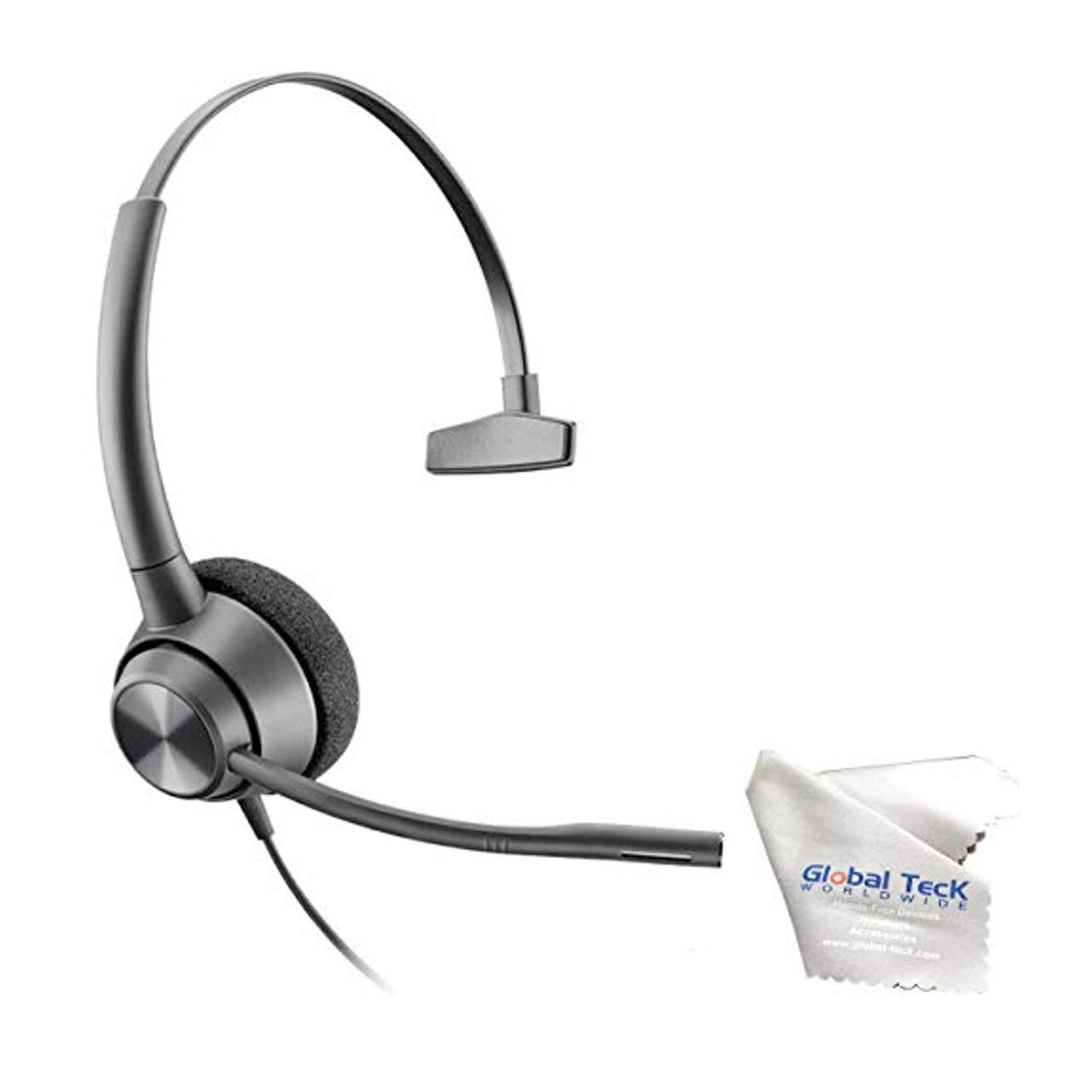 Plantronics Poly Encore Pro 310 Headset with Noise Canceling Microphone - Premium Call Center Headset Bundle with Microfiber Cloth for Clear Calls | Ideal for Office, Customer Service & Remote Work