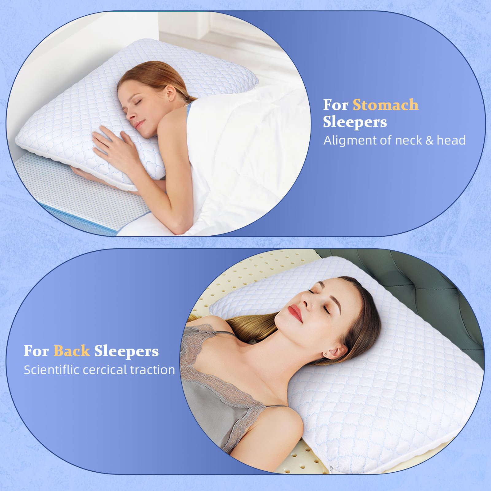Ultra Thin Cooling Memory Foam Pillow for Stomach & Back Sleepers - 2.75