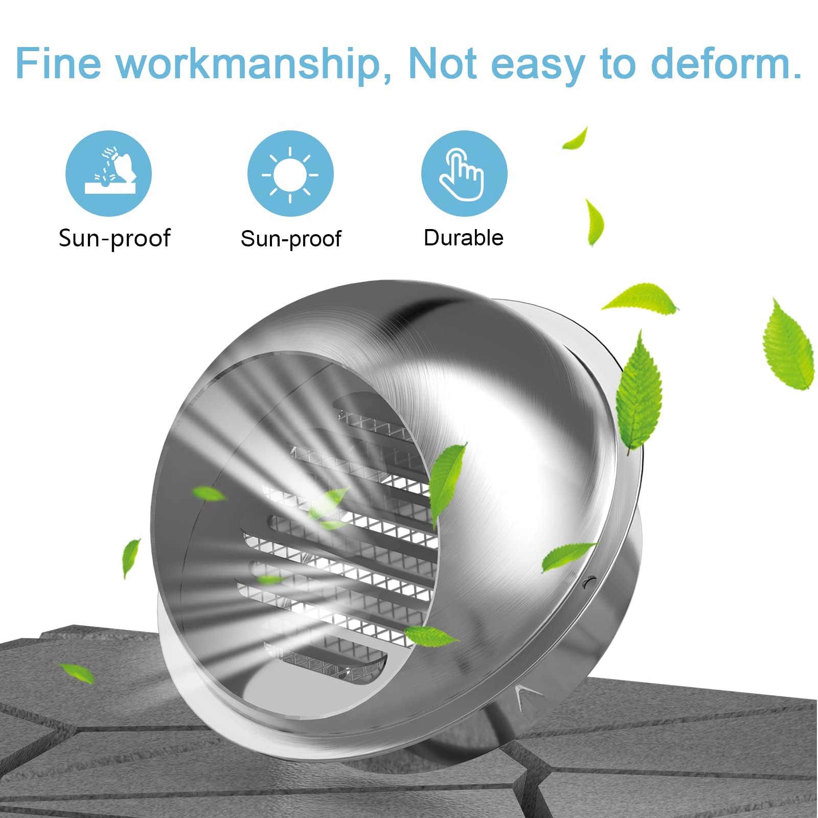 Hon&Guan 6 Inch Stainless Steel Dryer Vent Cover - 304 Grade Exhaust Vent Grill for HVAC System with Free Gloves - Weatherproof Outdoor Ventilation for Home Laundry Room & Basement