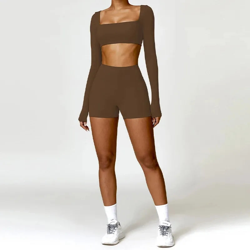 2PCS Women's Quick Dry Yoga Outfit - Long Sleeve Workout Top & Pants Set for Gym, Running, Pilates | Moisture Wicking Activewear for Yoga, Fitness & Casual Wear