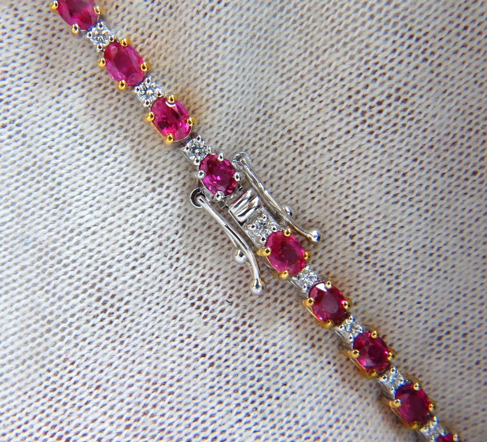 6.88ct Natural Bright Red Ruby & Diamond Alternating Tennis Bracelet in 14K Gold - Perfect for Weddings, Anniversaries & Special Occasions