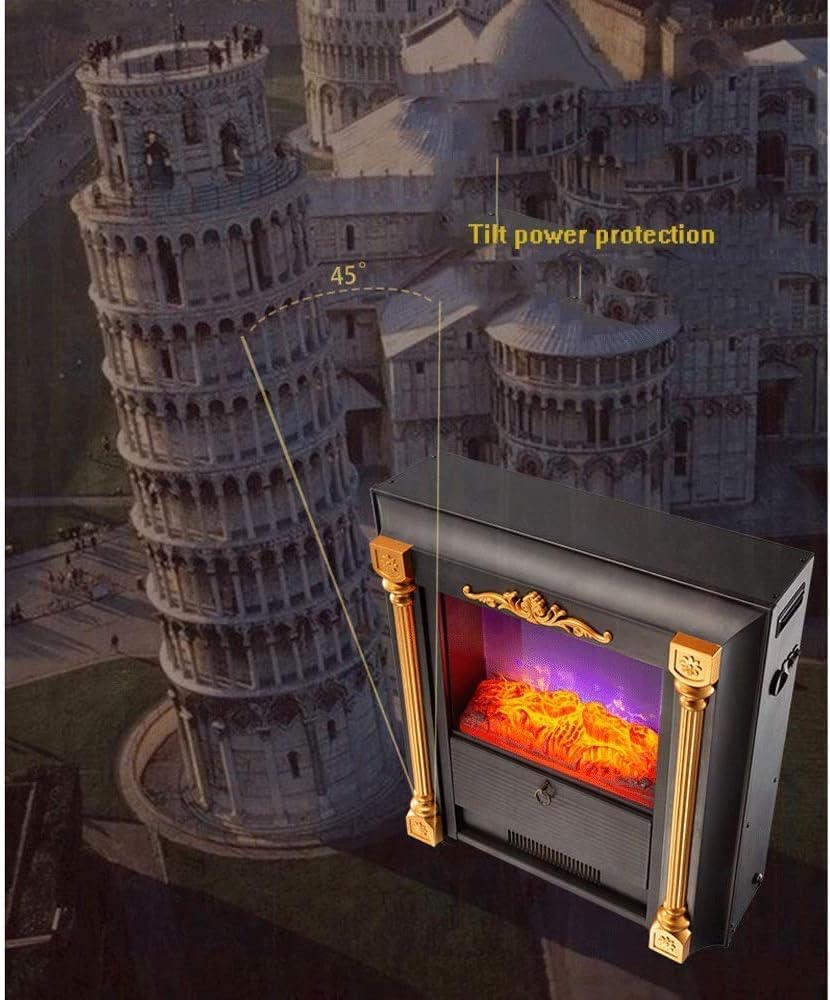 1500W Electric Fireplace Heater with Realistic Flame Effect - Freestanding Indoor Stove Heater with Overheat Protection - Perfect for Living Room, Bedroom & Office Warmth