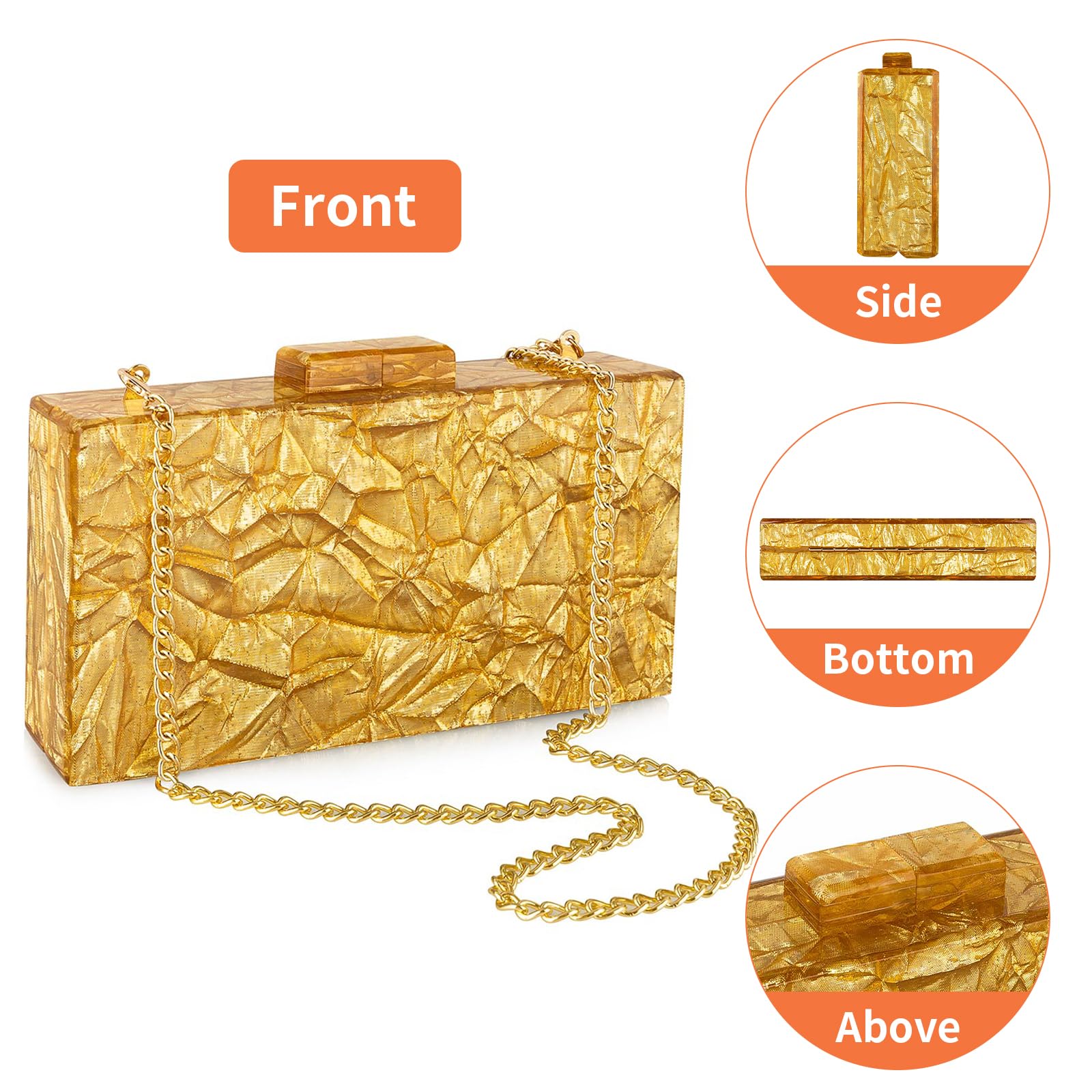 Stylish Acrylic Pleated Handbags for Women - Elegant Evening Clutch Purse for Wedding, Cocktail Party & Prom | Perfect for Formal Events & Special Occasions