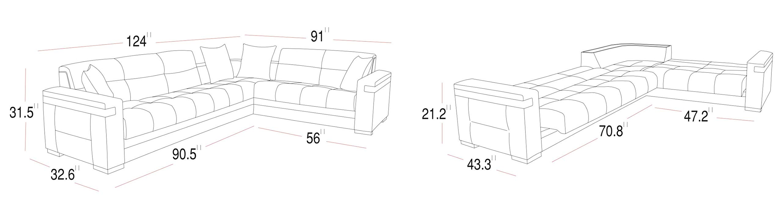 ISTIKBAL Modern Sectional Sofa Sleeper - Platinum Mustard Moon Collection | Convertible L-Shaped Couch with Storage | Perfect for Small Spaces, Apartments & Guest Rooms