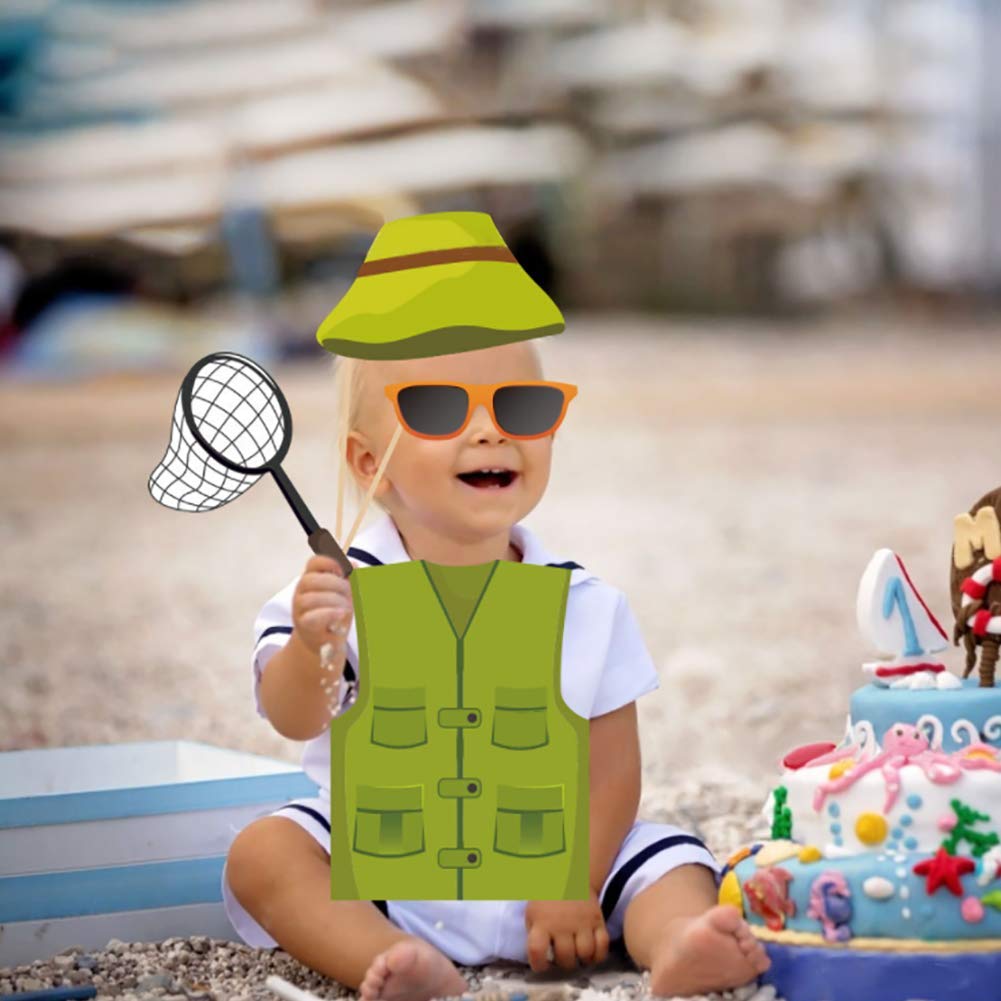 25-Piece Gone Fishing Photo Booth Props Kit - Fishing Rod, Hat, Vest, Crab & More - Perfect for Fishing Themed Parties, Baby Showers & Birthday Decorations