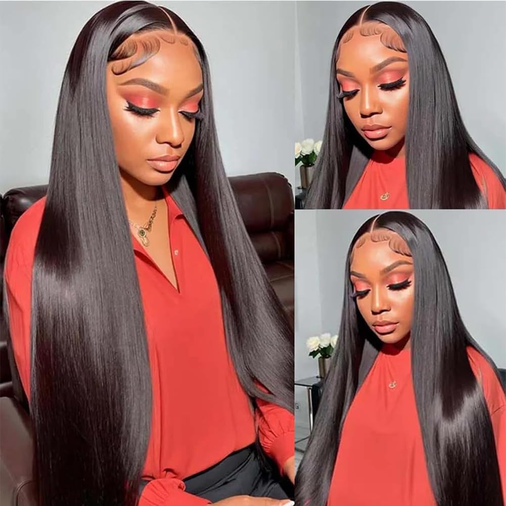 250% Density 13x6 HD Lace Front Wig for Black Women - Pre Plucked with Baby Hair, Glueless Human Hair Wig in Natural Color | Perfect for Daily Wear, Special Occasions & Protective Styling