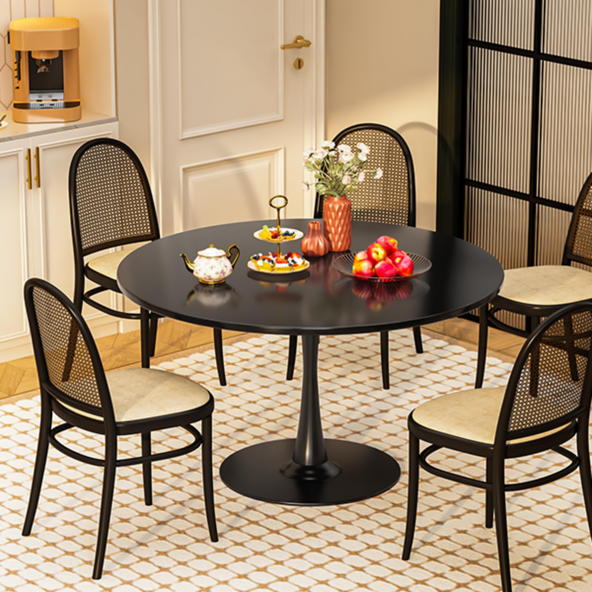 42 Inch Round Dining Table - Black Tulip Style with 0.71