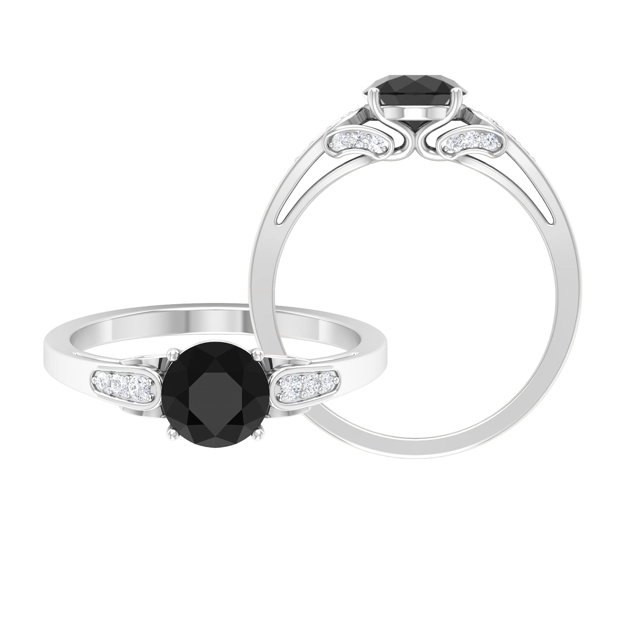 Black Onyx Minimalist Engagement Ring for Women - 14K Solid Gold with Moissanite Accent, December Birthstone Jewelry - Perfect for Proposals, Anniversaries & Everyday Elegance