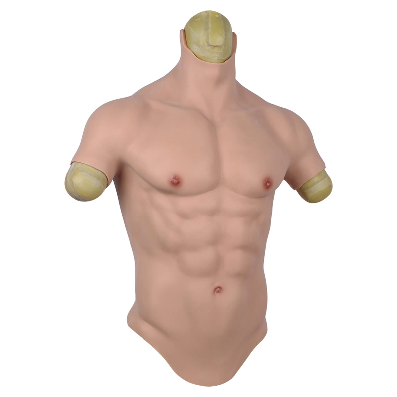 RITMI Silicone Half Body Muscle Suit - High Collar Abdominal Muscle Simulation Skin Shaper for Cosplay, Halloween Costume & Bodybuilding - Perfect for Cosplay Events, Halloween Parties, and Fitness Shows