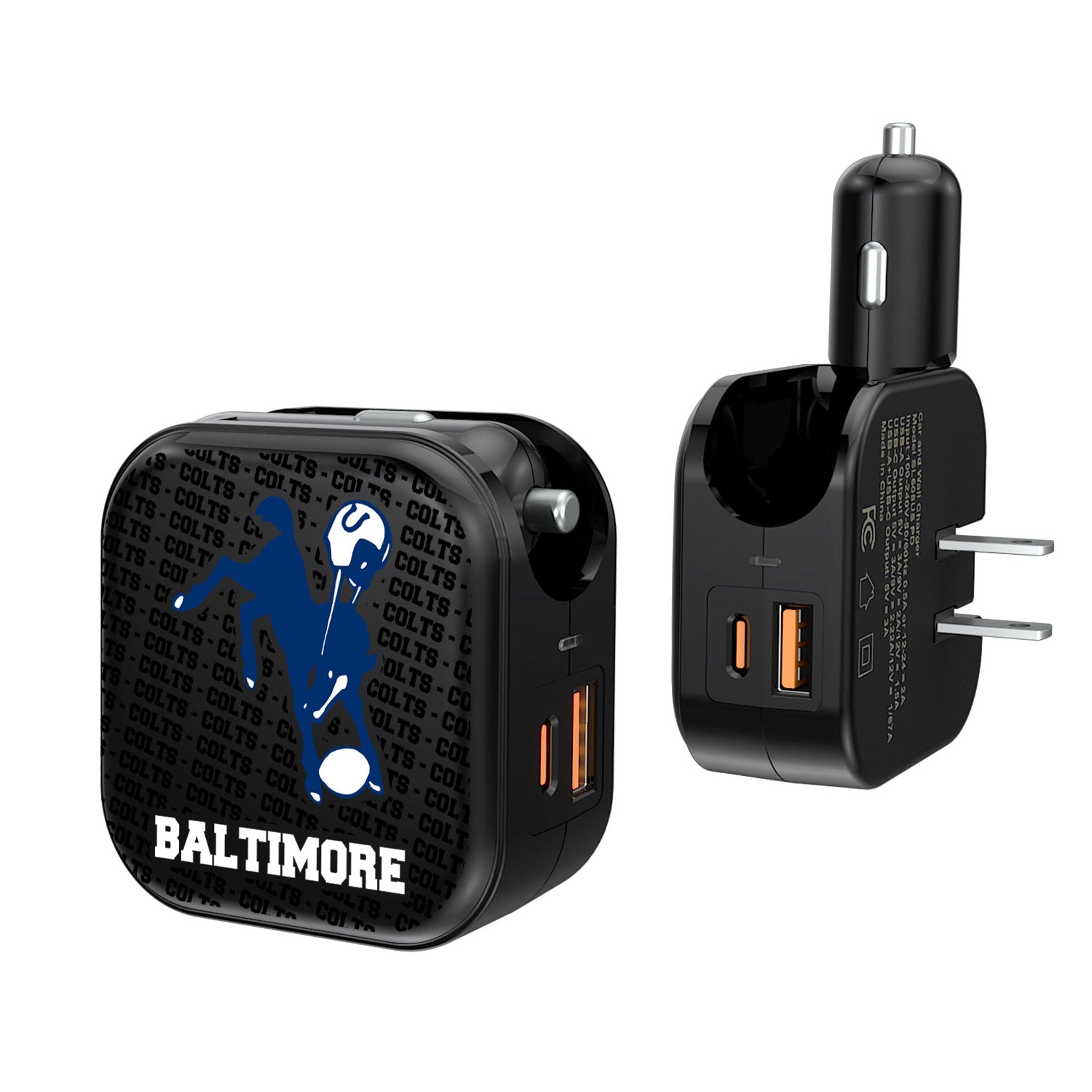 Vintage Baltimore Colts 1946 Historic Collection 2-in-1 USB A/C Fast Charger - Perfect for NFL Fans & Home/Office Charging Needs
