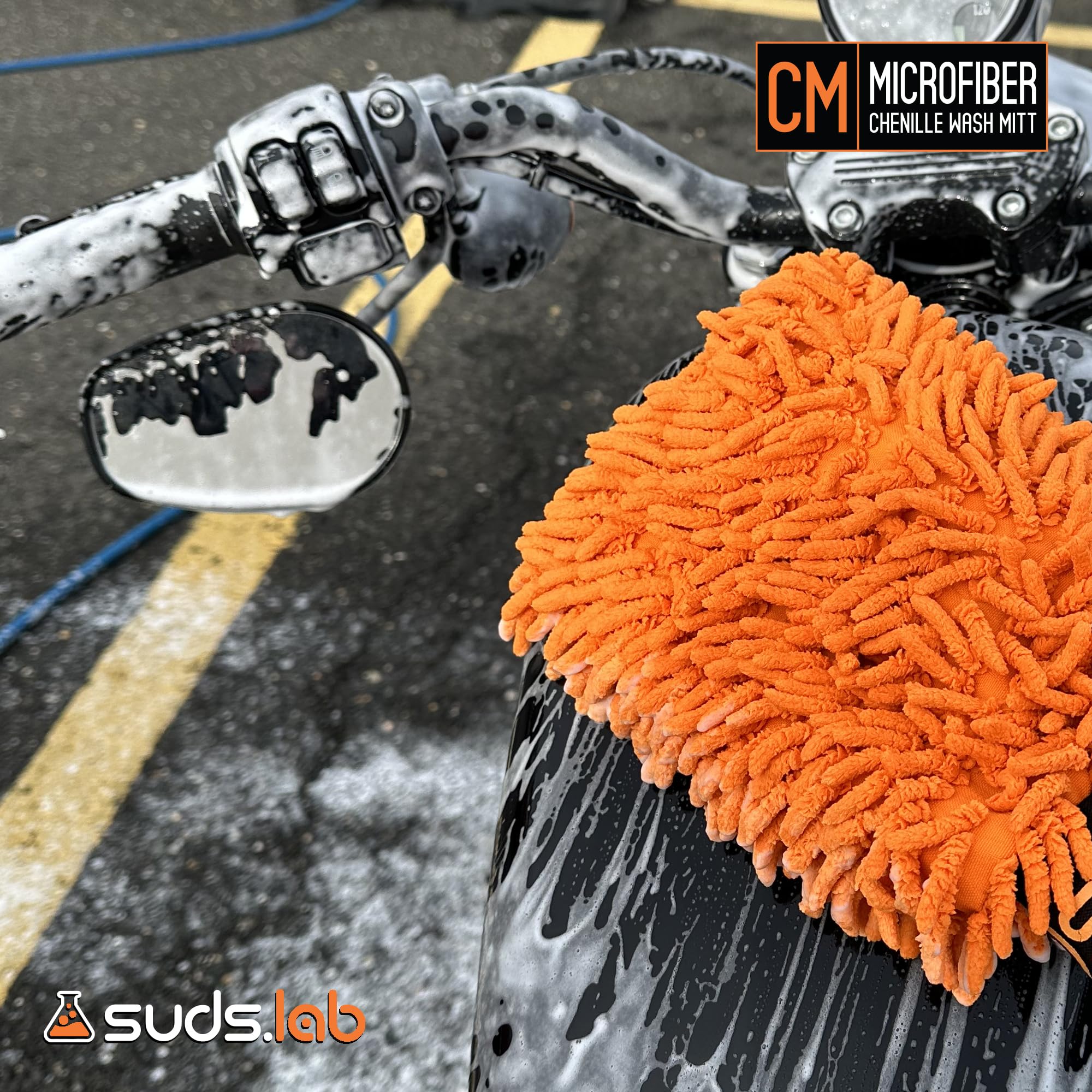 Suds Lab CM Chenille Microfiber Car Wash Mitt - Double Sided Scratch Free Wash Glove for Cars, Trucks & SUVs (8
