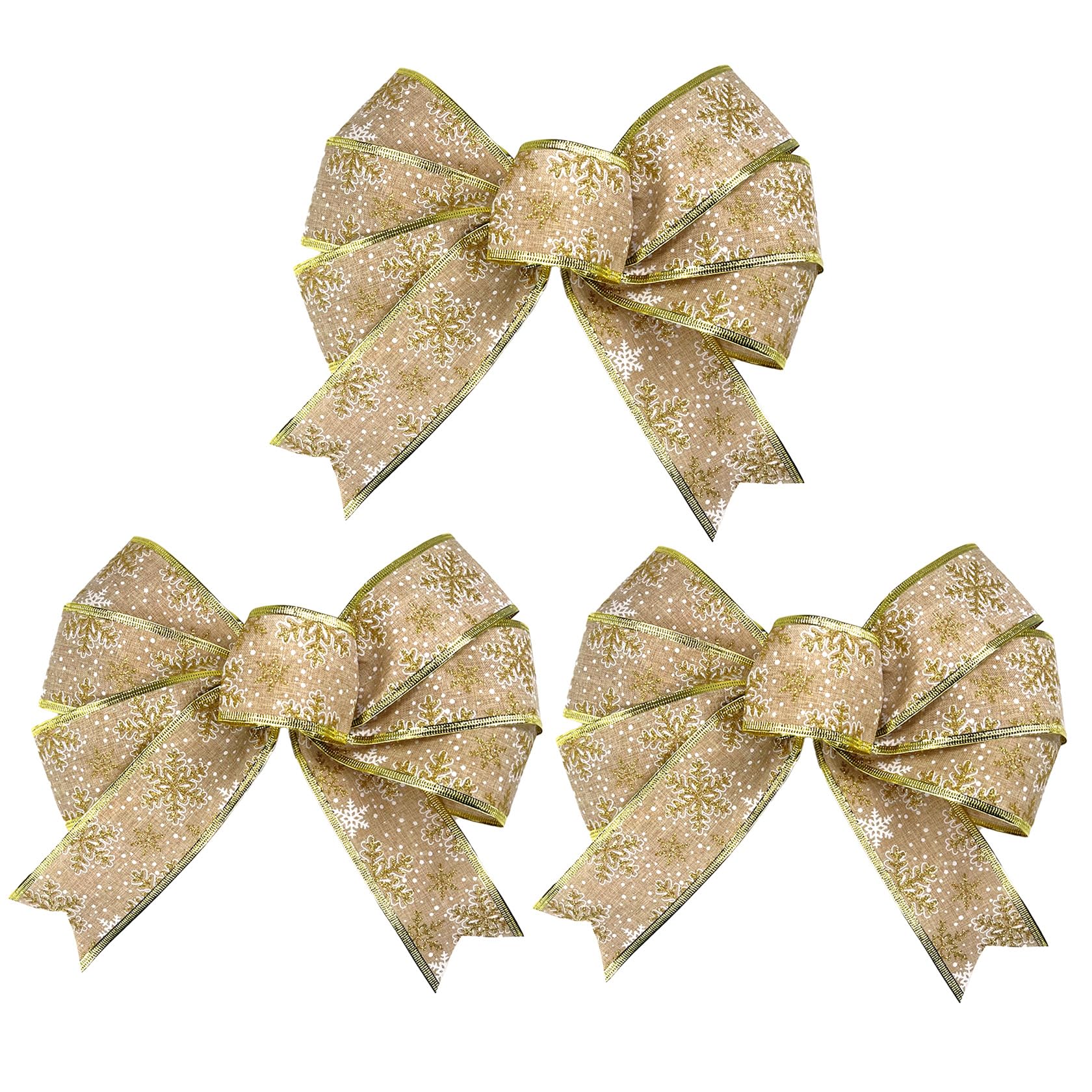 3 Pcs Large 10”×11” Christmas Bows for Wreaths, Presents & Decorations - Premium White Snow Bows for Xmas Tree, Gift Wrapping, Indoor & Outdoor Holiday Decorations