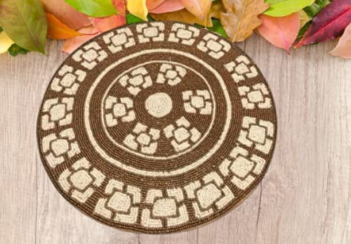 HM Creations Handmade Beaded Floral Placemats - 13x13 Inch Summer Table Mats & Designer Charger Plates - Perfect for Dining Table Decor, Wedding Centerpieces, and Boho Home Decor