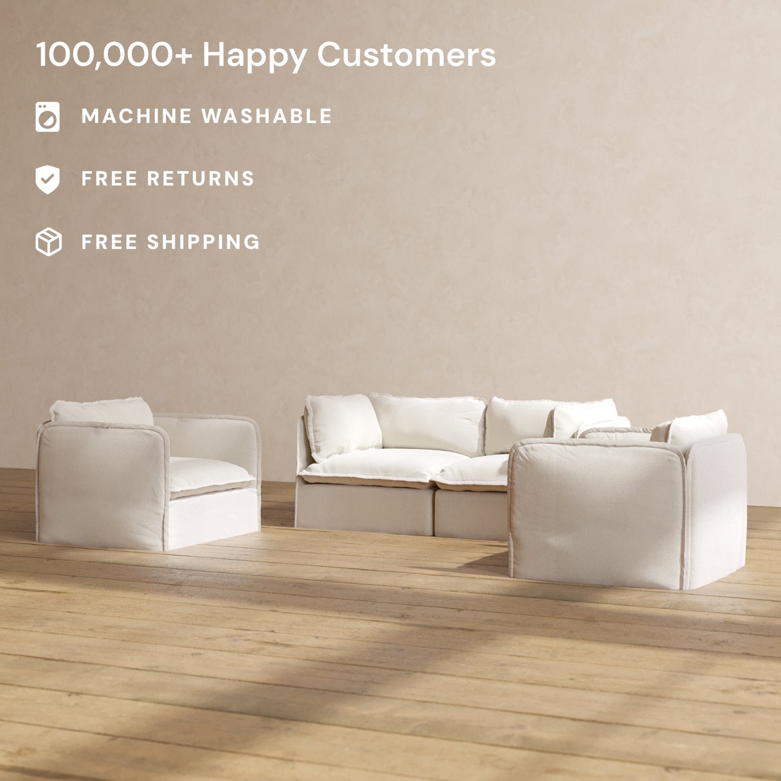 Premium Modular 2-Seater Sofa & Armchair Set in Luxe Fabric | Modern Living Room Furniture for Small Spaces | Perfect for Apartments, Condos & Cozy Home Decor