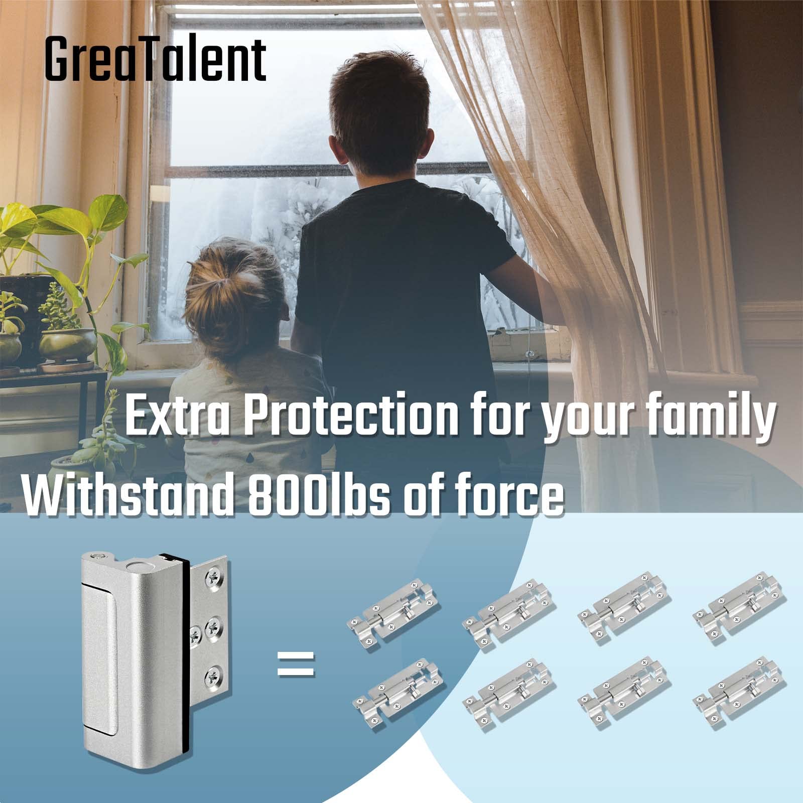 2-Pack Heavy Duty Home Security Door Lock - Childproof & Burglar Proof Aluminum Reinforcement Lock for Enhanced Safety - Prevent Unauthorized Entry - Silver Finish - Ideal for Apartments, Houses & Offices