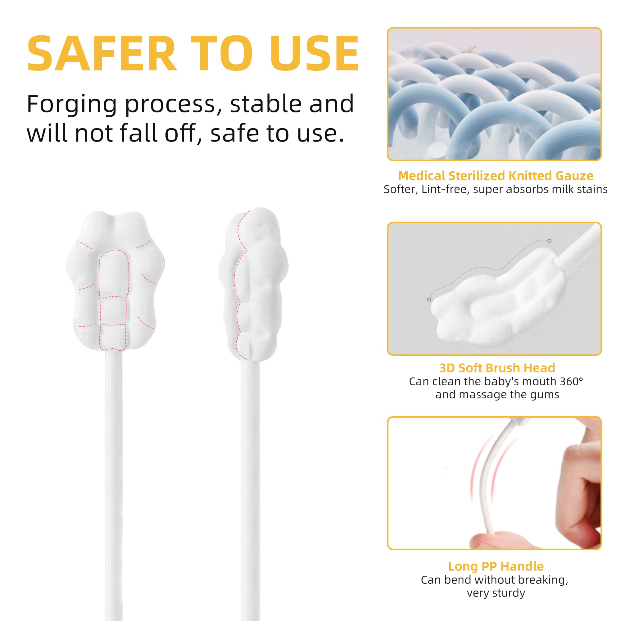EASICUTI 52PCS Baby Tongue Cleaner & Toothbrush Set for Newborns 0-36 Months - Disposable Infant Oral Care Kit with Gum Cleaner Stick & 2 Finger Toothbrushes - Perfect for Daily Baby Dental Hygiene at Home or Travel
