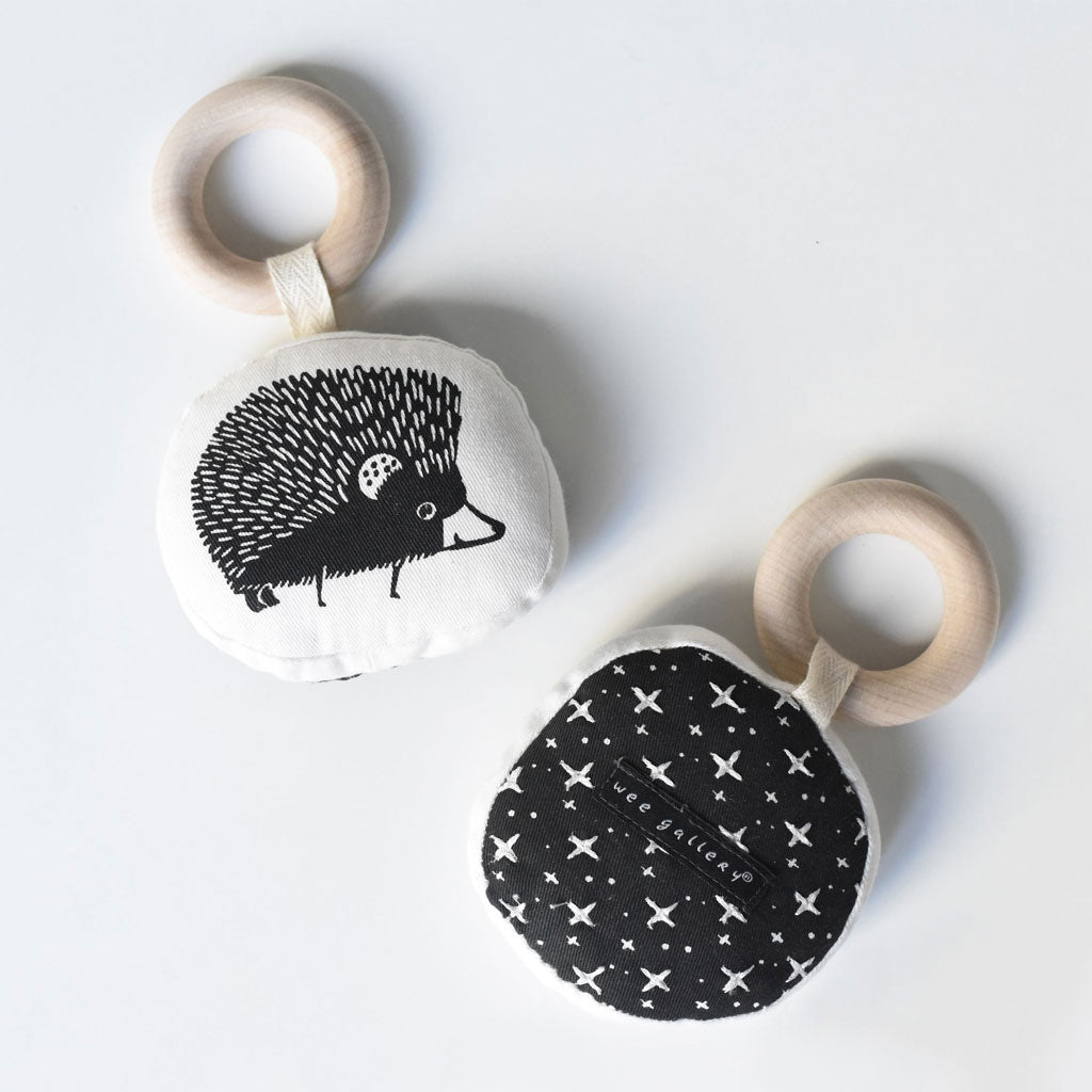 Wee Gallery Organic Baby Teether - Natural Hedgehog Chew Toy for Soothing Sore Gums | Safe & BPA-Free Infant Teething Relief for Newborns & Toddlers | Perfect for Home, Travel & Daycare Use