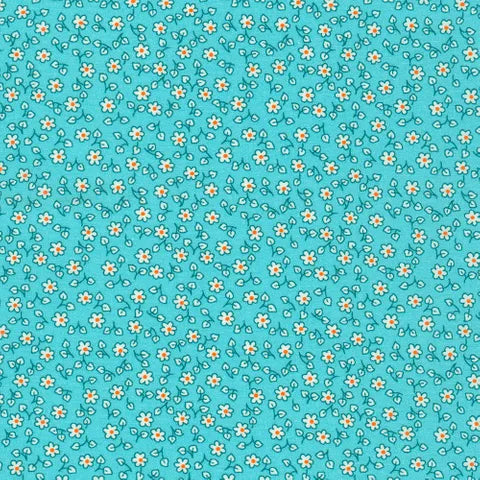 Little Blossoms RK2188864 Azure Blue Floral Print Dress - Perfect for Spring Weddings, Garden Parties & Casual Outings