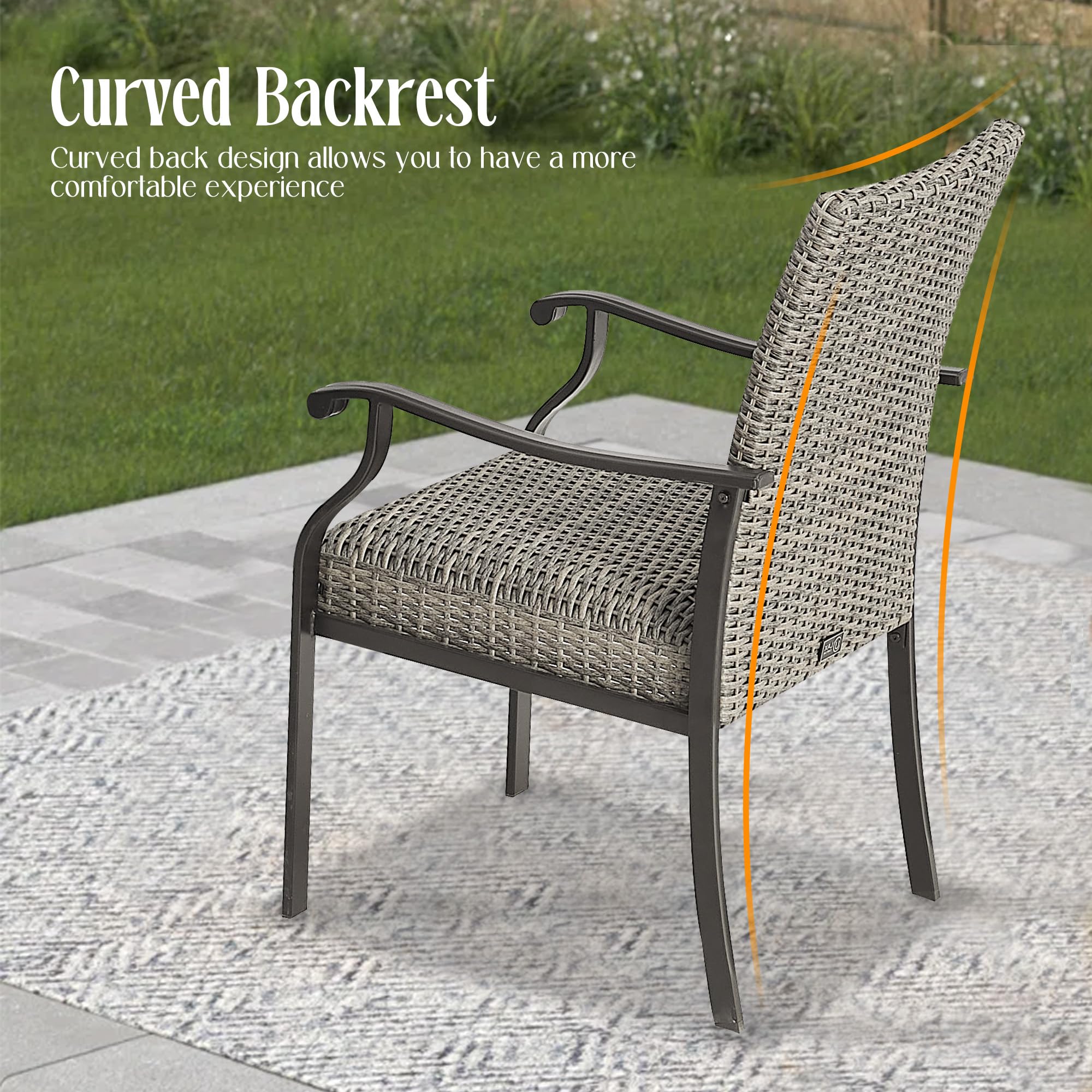 2 PCS Outdoor Patio Dining Chairs - Quick Dry Foam Padded Rattan Chairs for Garden, Poolside & Backyard Relaxation