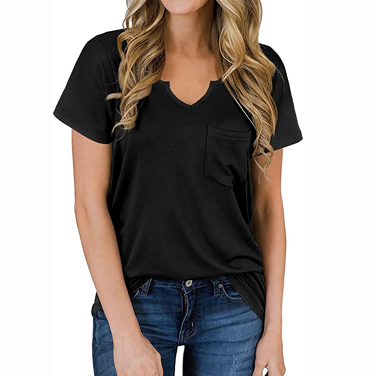 Women's Short Sleeve V-Neck T-Shirt - Soft Cotton Casual Tee Top for Everyday Wear | Perfect for Work, Gym, and Weekend Outfits