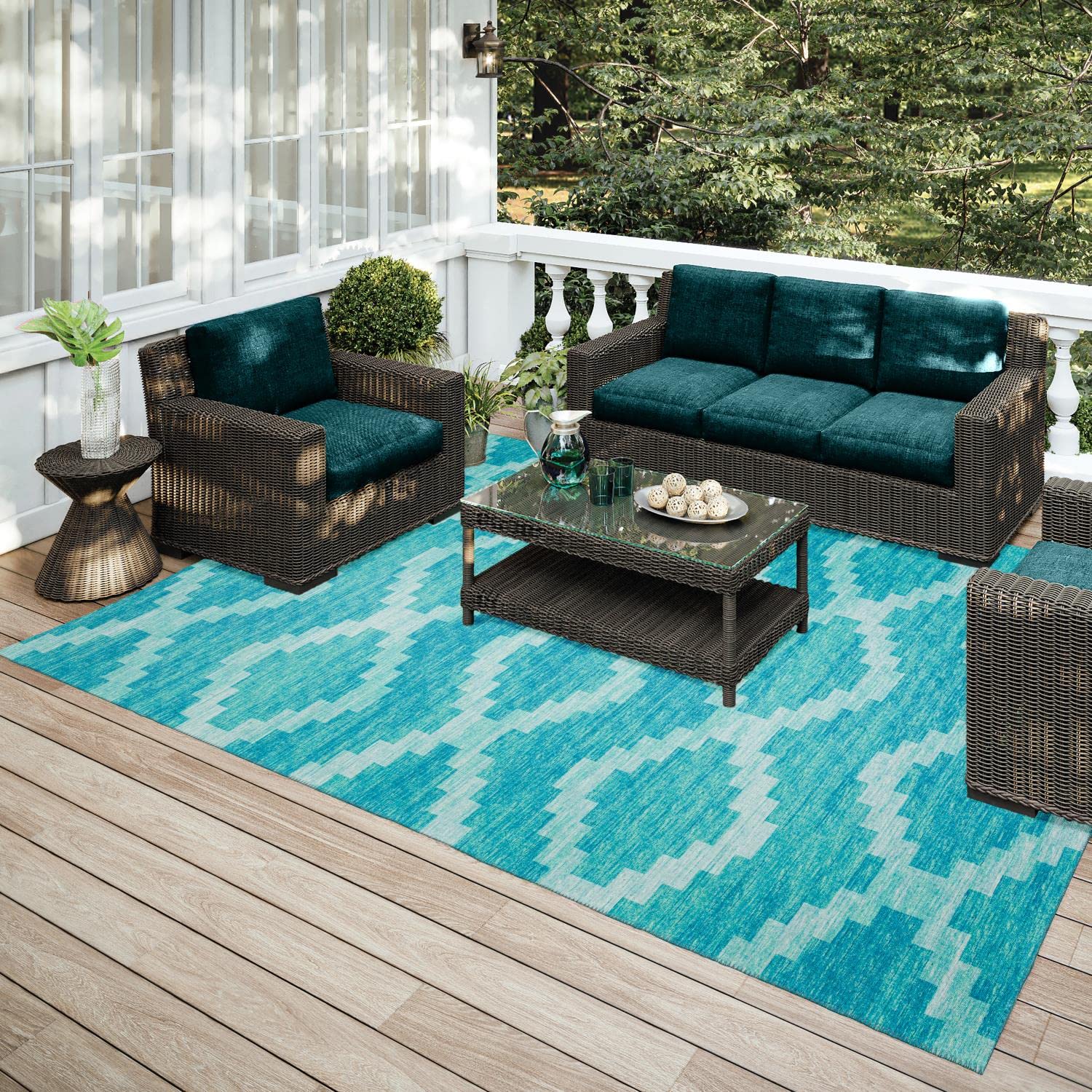 Addison Rugs Yuma AYU39 Turquoise 3' x 5' Area Rug - Soft & Durable for Living Room, Bedroom, or Office Decor