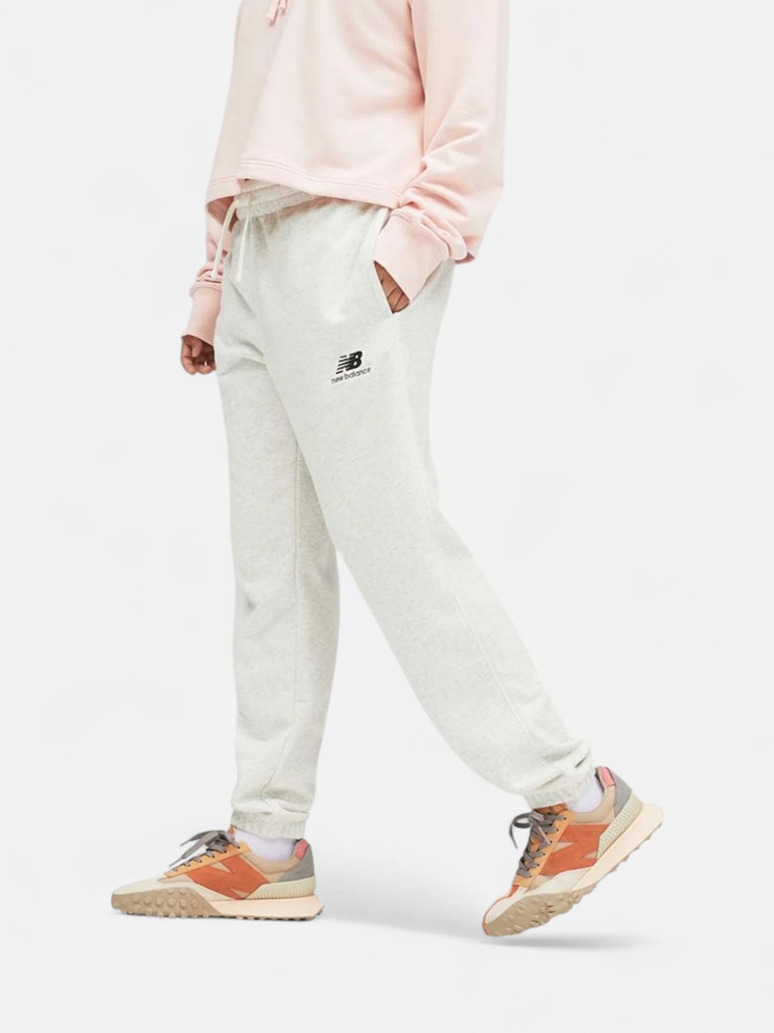New Balance Essentials Women's White Jogger Pants - Comfortable Athletic Lounge Pants for Running, Yoga & Casual Wear