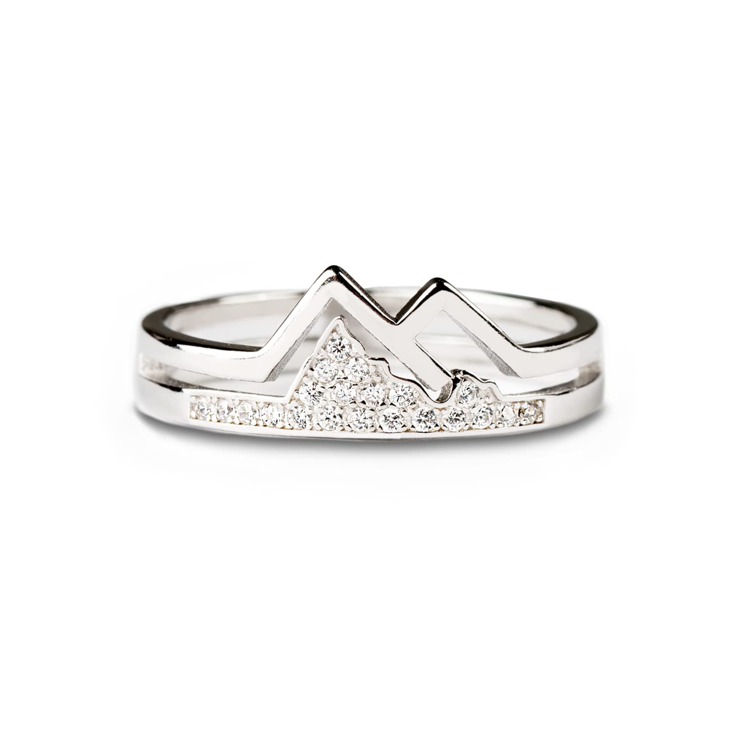 Silver Plated Cubic Zirconia Mountain Rings for Women - Inspirational Promise Jewelry, Perfect Birthday/Christmas/Valentine's Gift - Elegant Everyday Wear & Special Occasion Accessory